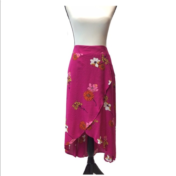 A.N.A. Fuchsia Ameli Floral Faux Wrap Skirt - Picture 6 of 10